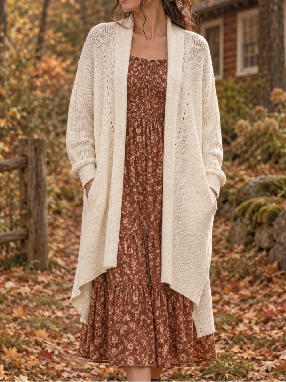 Universal Thread Cotton Cardigan Cream Chunky Knit Medium (P2P: 22-26” L: 34")